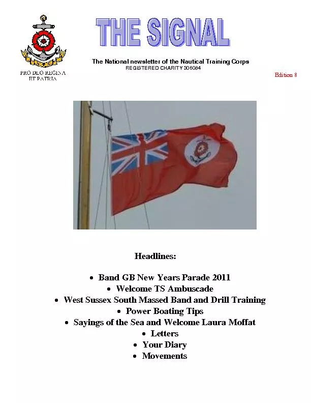 The National newsletter of the Nautical Training Corps
