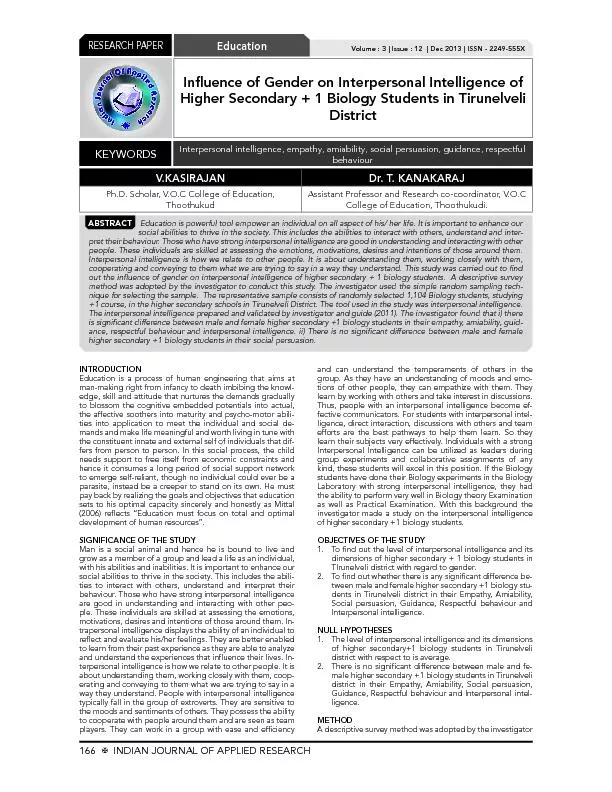 166  INDIAN JOURNAL OF APPLIED RESEARCH