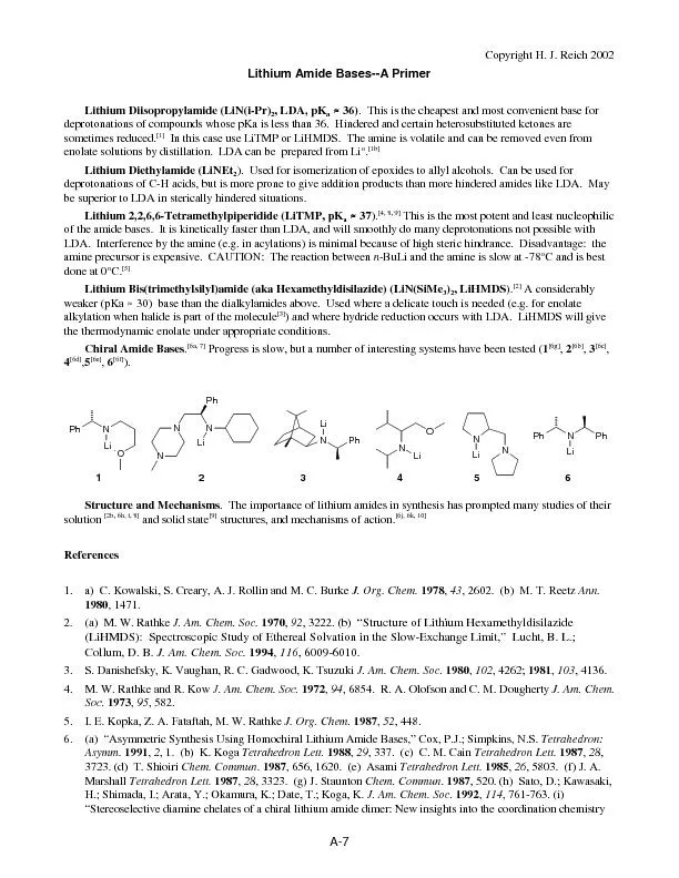 Copyright H. J. Reich 2002Lithium Amide Bases--A PrimerLithium Diisopr