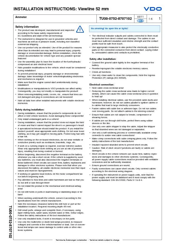 03/11INSTALLATION INSTRUCTIONS: Viewline 52 mm