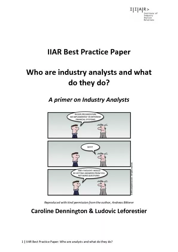 IIAR Best Practice Paper: Who are analysts and what do they do?
...