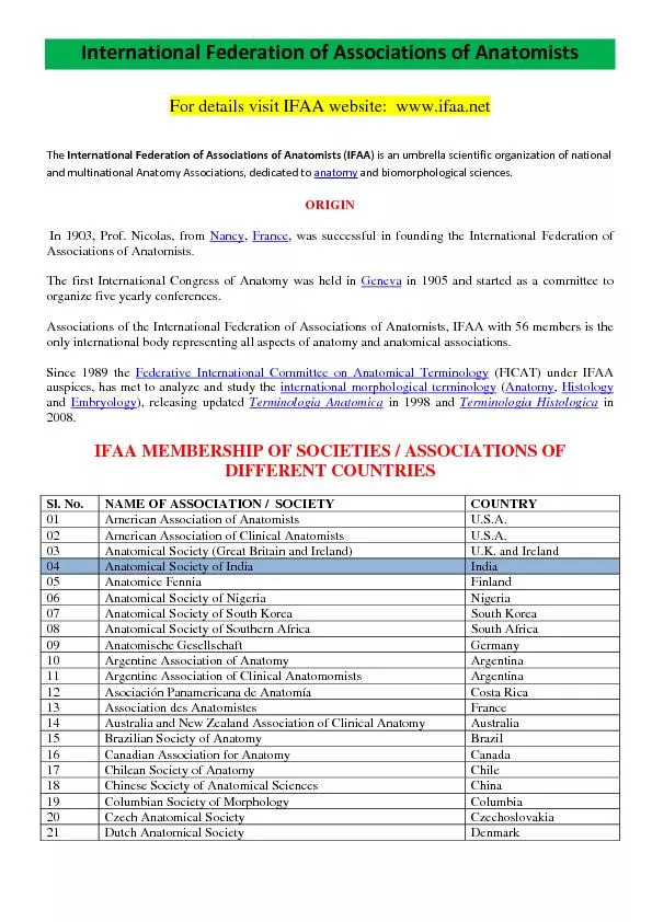International Federation of Associations of Anatomists