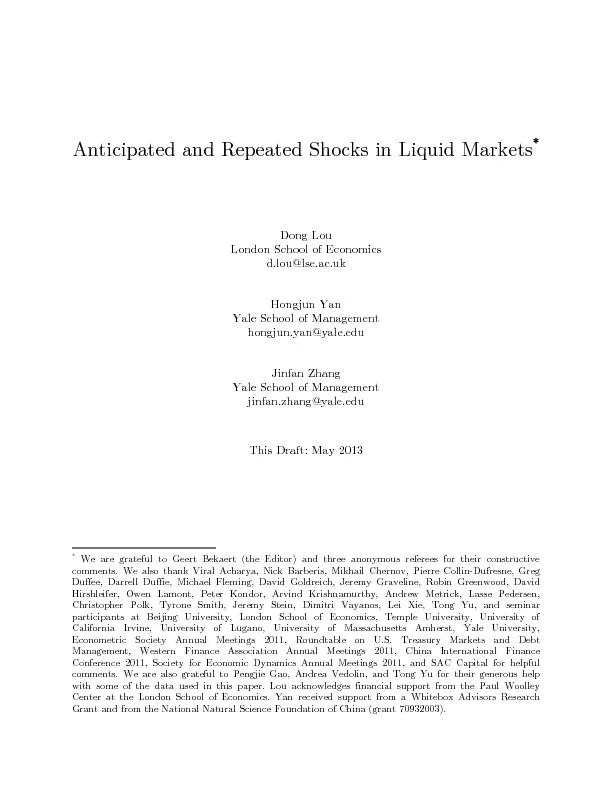 Anticipated and Repeated Shocksin Liquid Markets