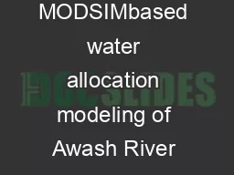 MODSIMbased water allocation modeling of Awash River Basin Ethiopia F