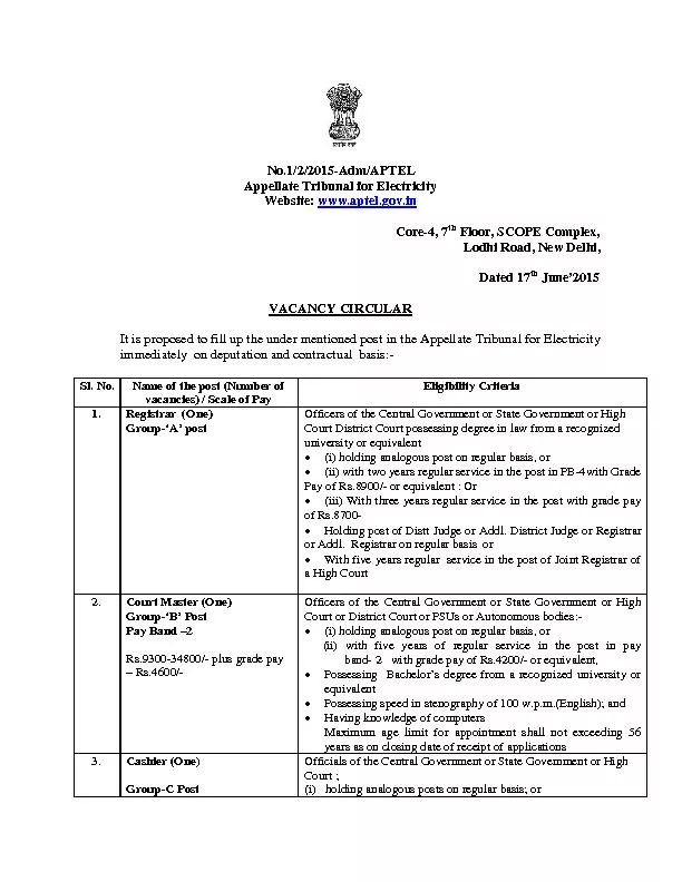 No.1/2/2015Adm/APTELAppellate Tribunal for ElectricityWebsite: 
...