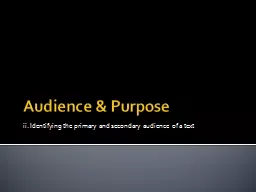 Audience & Purpose