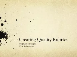 Creating Quality Rubrics