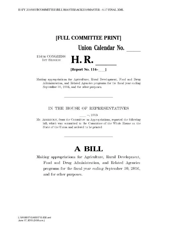 [FULL COMMITTEE PRINT] Union Calendar No. ll 114THCONGRESS 1STSESSION