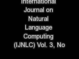 International Journal on Natural Language Computing (IJNLC) Vol. 3, No