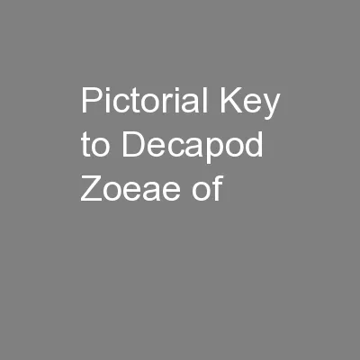Pictorial Key to Decapod Zoeae of