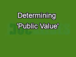 Determining 'Public Value'