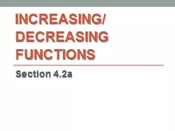 Increasing/ Decreasing Functions