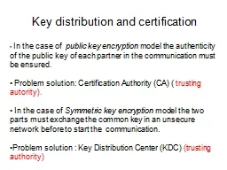 Key distribution and certification