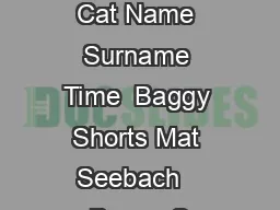Place Number Cat Name Surname Time  Baggy Shorts Mat Seebach   Baggy S