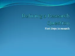 Defining a Research Question