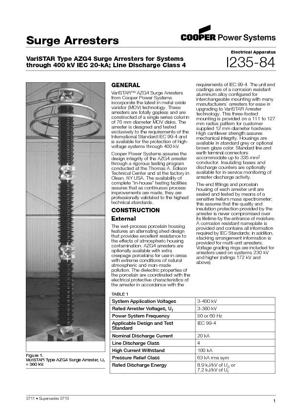 VariSTAR™ AZG4 Surge Arresters from Cooper Power Systems arrester