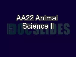 AA22 Animal Science II