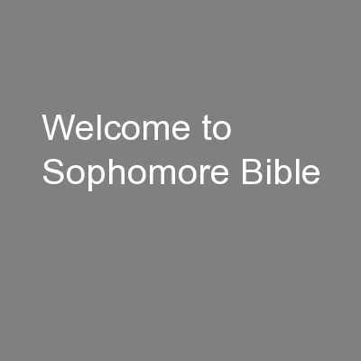 Welcome to Sophomore Bible