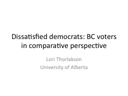 Dissatisfied democrats: BC voters in comparative perspectiv