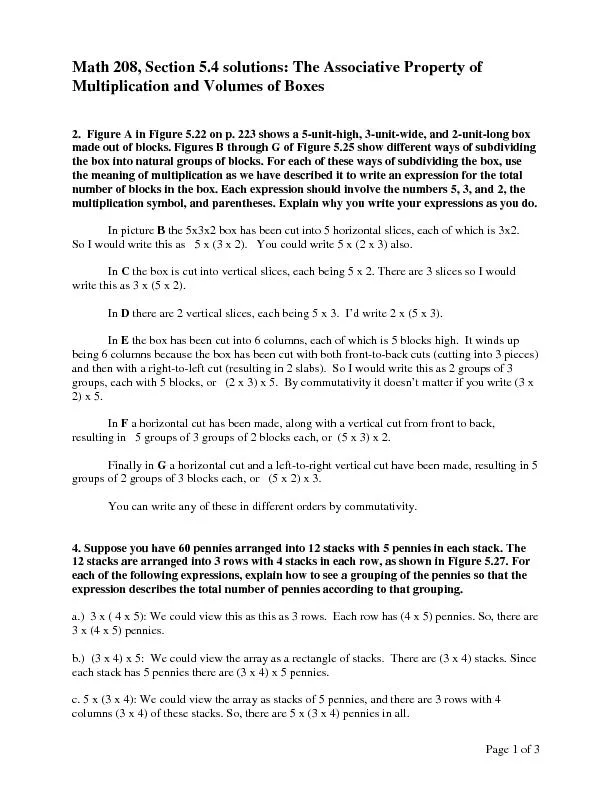 Page 1 of 3 Math 208, Section 5.4 solutions: The Associative Property