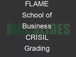 Graded Programme PGDM FLAME School of Business CRISIL Grading EssdDW National www
