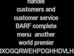 Training Academy how to handle customers and customer service BARF complete menu  another