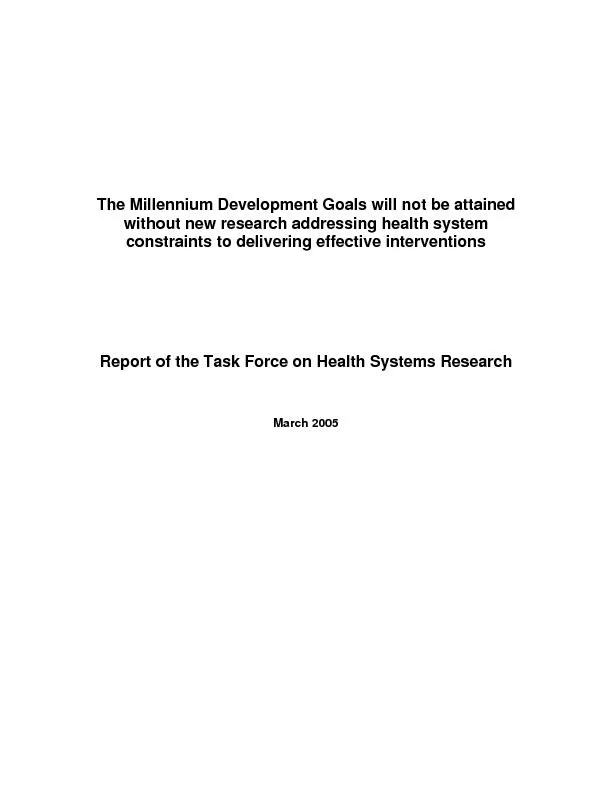 The Millennium Development Goals will not be attained without new rese