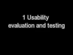 1 Usability evaluation and testing