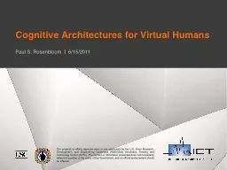 Cognitive Architectures for Virtual Humans