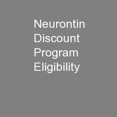 Neurontin Discount Program Eligibility