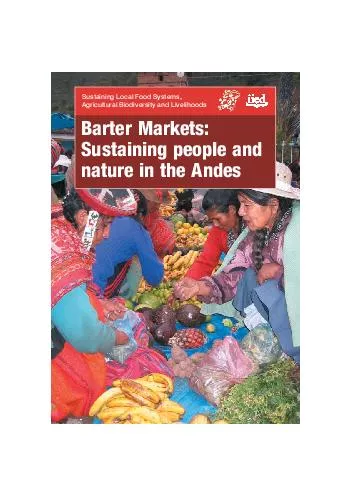 Sustaining Local Food Systems Agricultural Biodiversity and Livelihoods Barter Markets