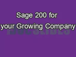 Sage 200 for your Growing Company