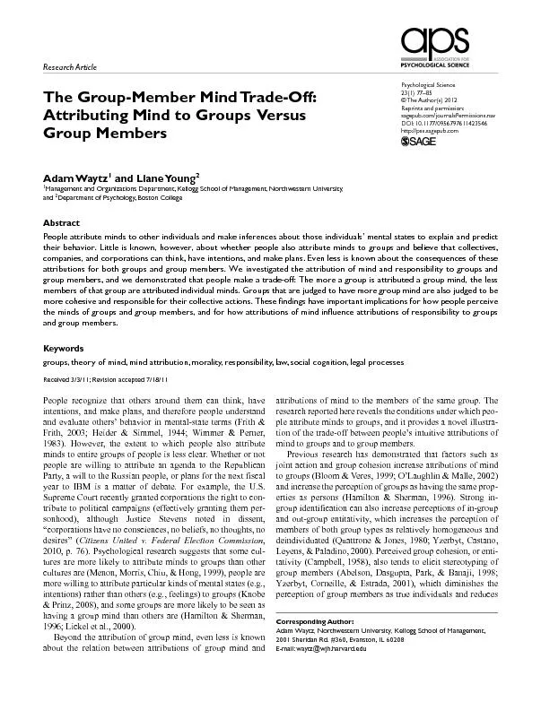 Group Mind and Individual MindBartels, D. M., & Burnett, R. C. (2011).