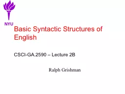 Basic Syntactic Structures of English