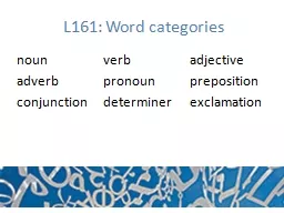 L161: Word categories
