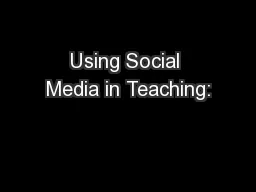 Using Social Media in Teaching: