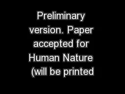 Preliminary version. Paper accepted for Human Nature (will be printed