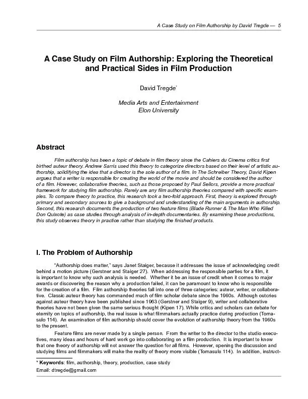 A Case Study on Film Authorship by David Tregde —  5