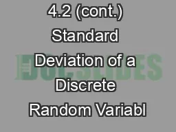 4.2 (cont.) Standard Deviation of a Discrete Random Variabl