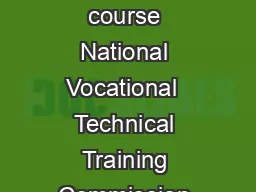 CURRICULUM FOR BEAUTICIAN MONTHS Certificate course National Vocational  Technical Training