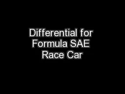 Differential for Formula SAE Race Car