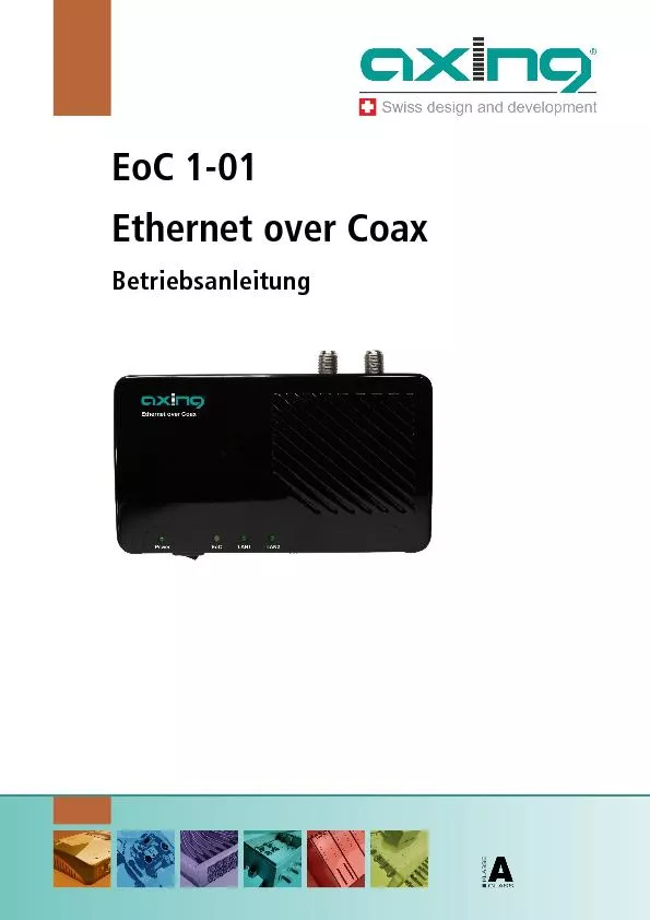 EoC 1-01 Ethernet over Coax Betriebsanleitung