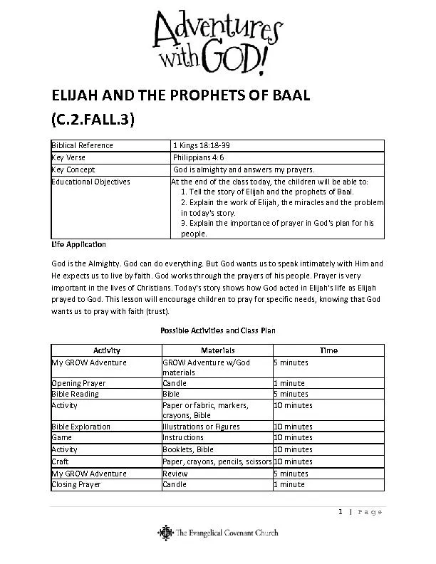 ELIJAH AND THE PROPH