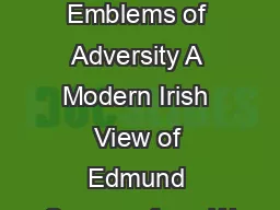 Befitting Emblems of Adversity A Modern Irish View of Edmund Spenser from W