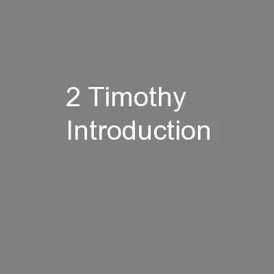 2 Timothy Introduction