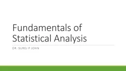Fundamentals of Statistical Analysis