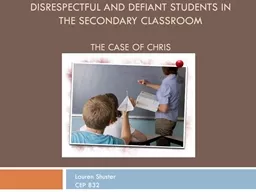 Disrespectful and Defiant students in the secondary classro