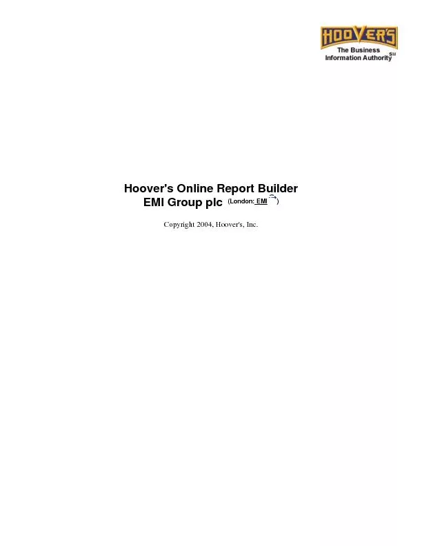 EMI Group plc  (London: EMI )Copyright 2004, Hoover's, Inc.