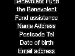 Application form for The Chartered Certified Accountants Benevolent Fund the Benevolent