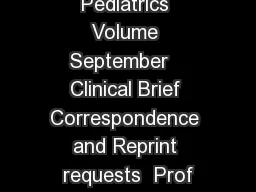 Indian Journal of Pediatrics Volume September   Clinical Brief Correspondence and Reprint